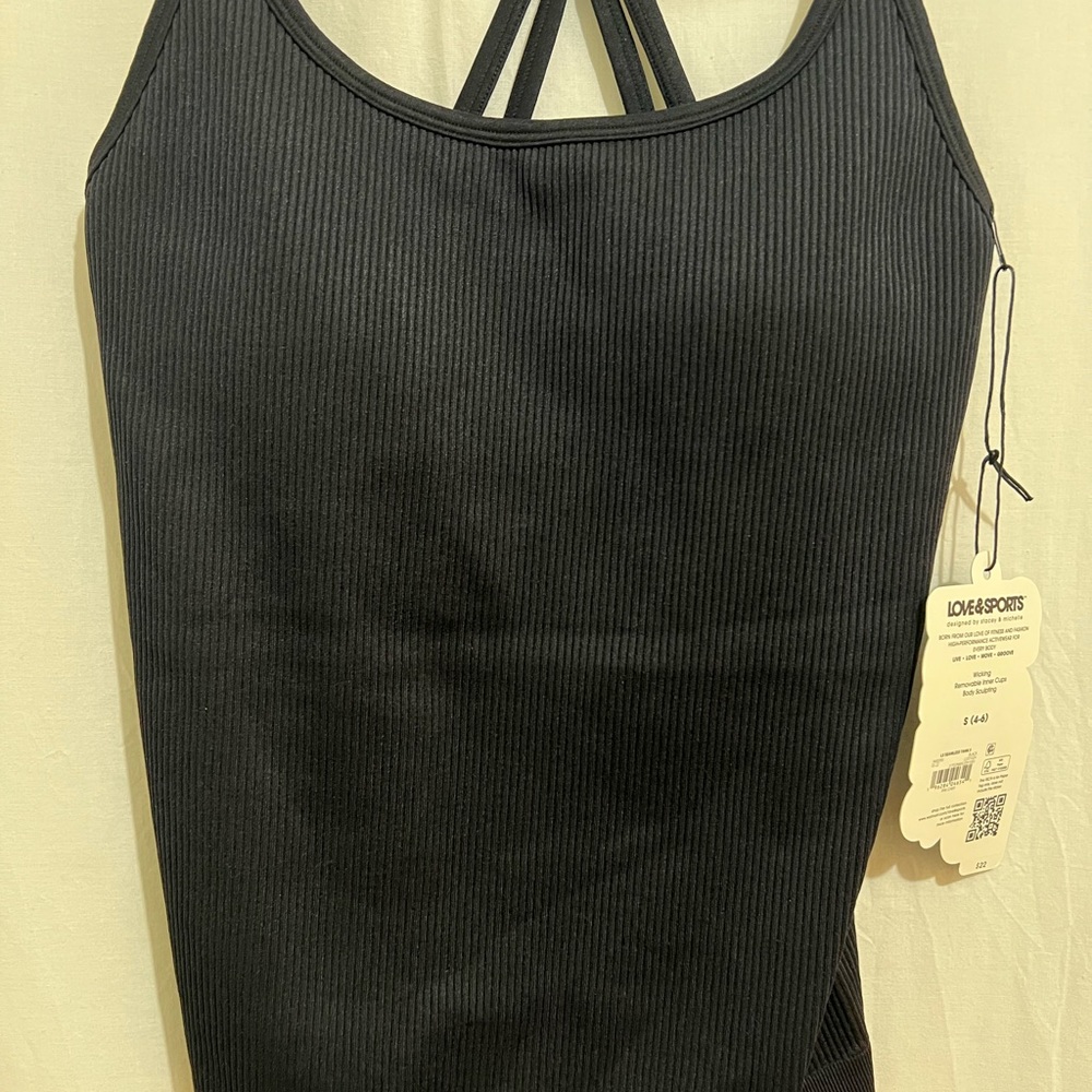 Love & Sports Ribbed Seamless Tank top size S 4-6 color black - Picture 2 of 4